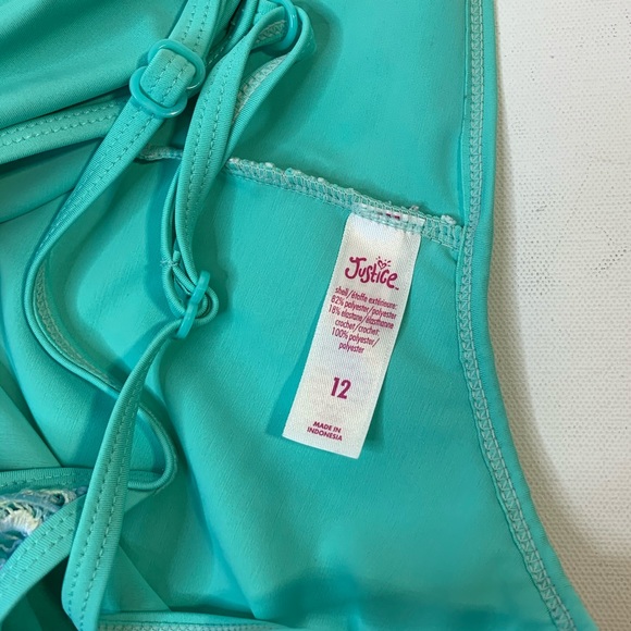 Justice Girls Rainbow Lace Swim Tankini Top SZ 12 - Picture 4 of 5